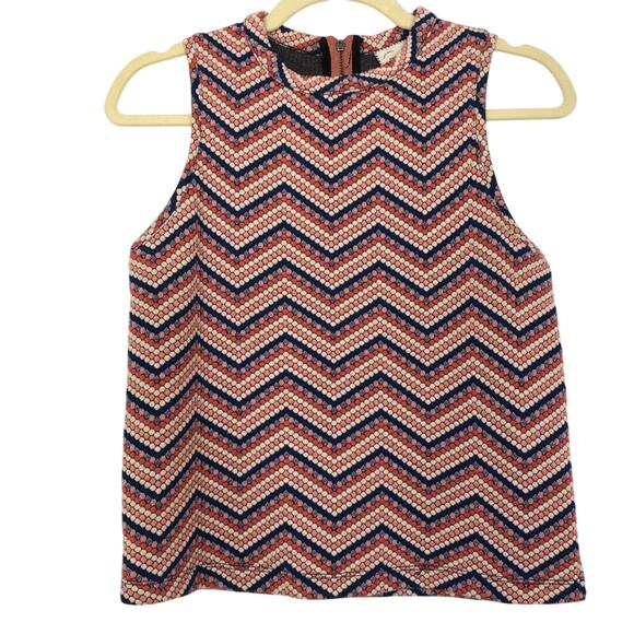 Anthropologie Postage Stamp Cropped Knit Top Womens XS Red Blue White Boho Beach - Picture 1 of 8